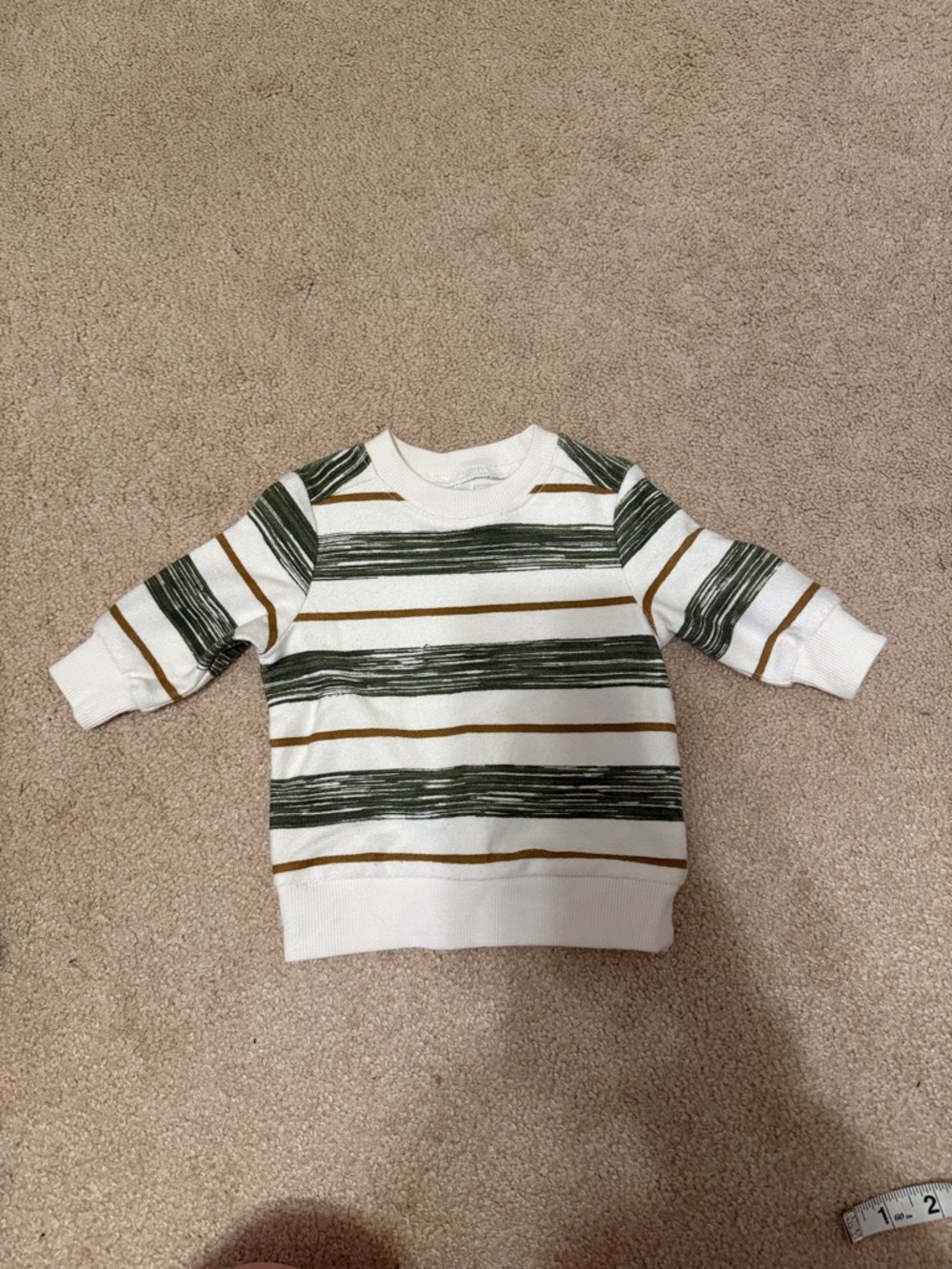 Carter Kids Striped Crewneck Sweater - White, Green & Brown
